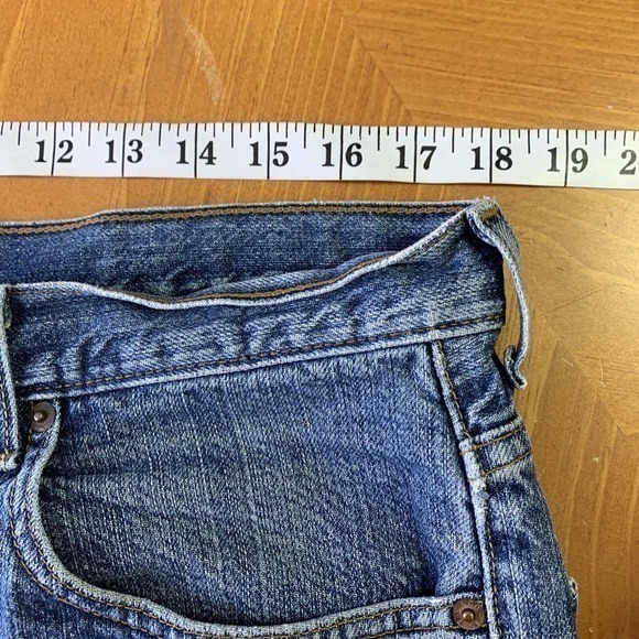 LEVIS 505 Shorts Mens W36 Denim Regular‎ Fit Distressed Cotton Med Wash Blue - Picture 6 of 9